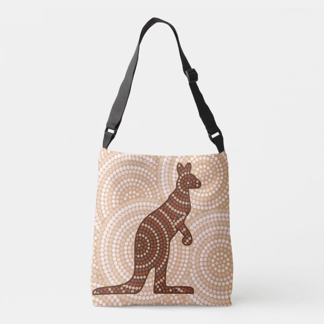 Aboriginal kangaroo dot painting crossbody bag (Back)