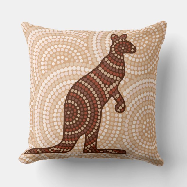 Aboriginal kangaroo dot painting cushion (Front)