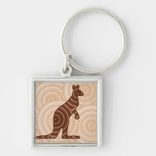Aboriginal kangaroo dot painting key ring