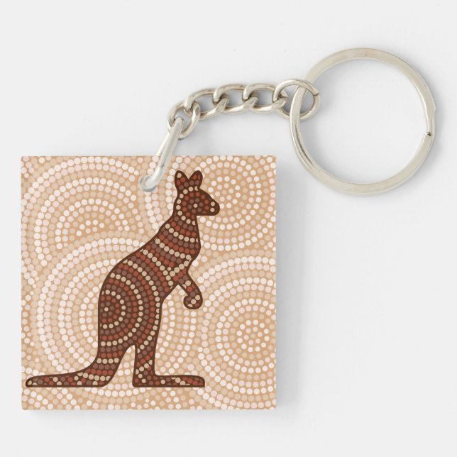 Aboriginal kangaroo dot painting key ring (Back)