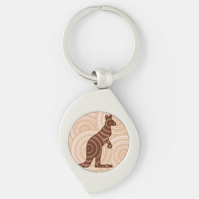 Aboriginal kangaroo dot painting key ring (Front)