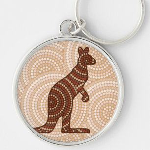 Aboriginal kangaroo dot painting key ring