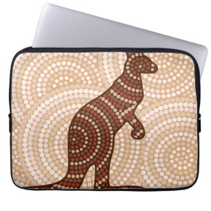 Aboriginal kangaroo dot painting laptop sleeve