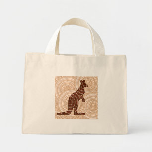 Aboriginal kangaroo dot painting mini tote bag