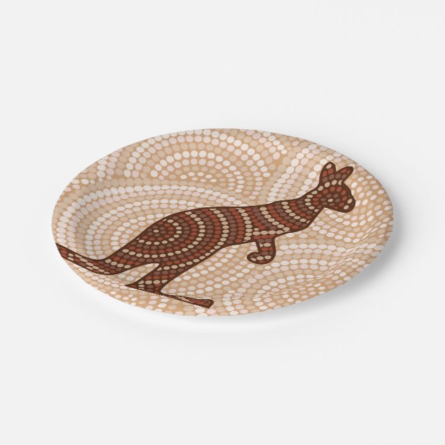 Aboriginal kangaroo dot painting paper plate (Angled)