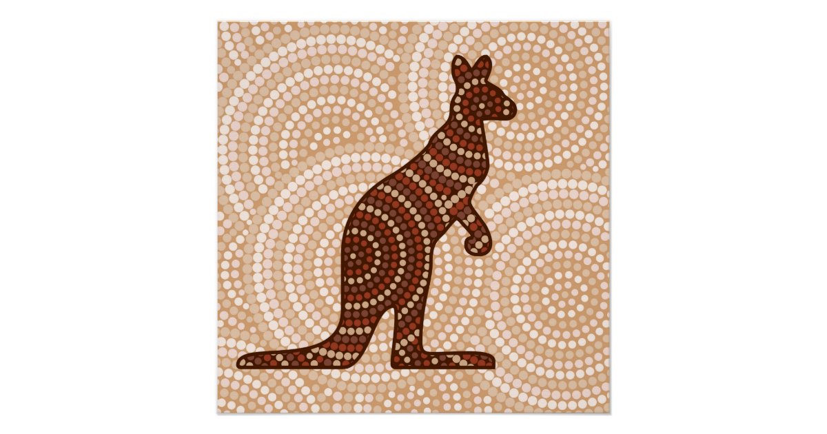 Aboriginal kangaroo dot painting poster Zazzle — free download