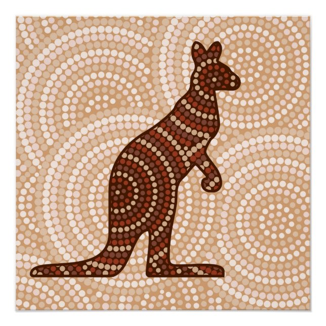 Aboriginal kangaroo dot painting poster (Front)