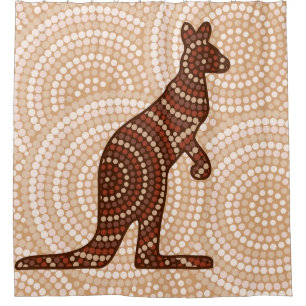 Aboriginal kangaroo dot painting shower curtain