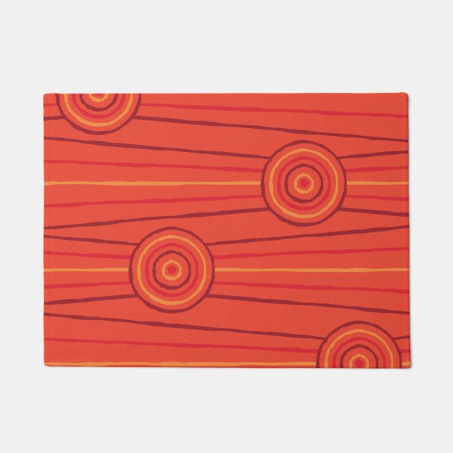 Aboriginal line and circle painting doormat (Front)