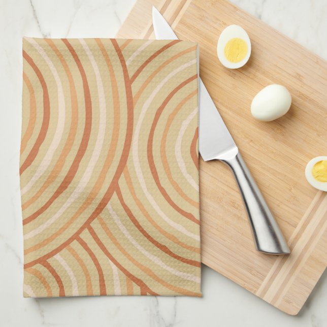 Aboriginal line painting tea towel (Quarter Fold)