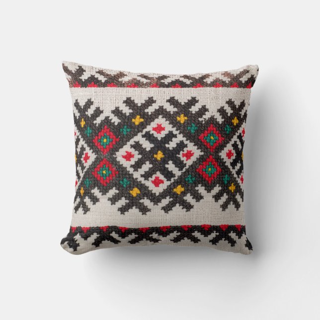 Aboriginal Linen Cross-stitch Embroidery Pattern Cushion (Front)