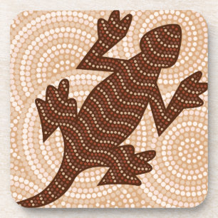 Aboriginal lizard dot painting coaster