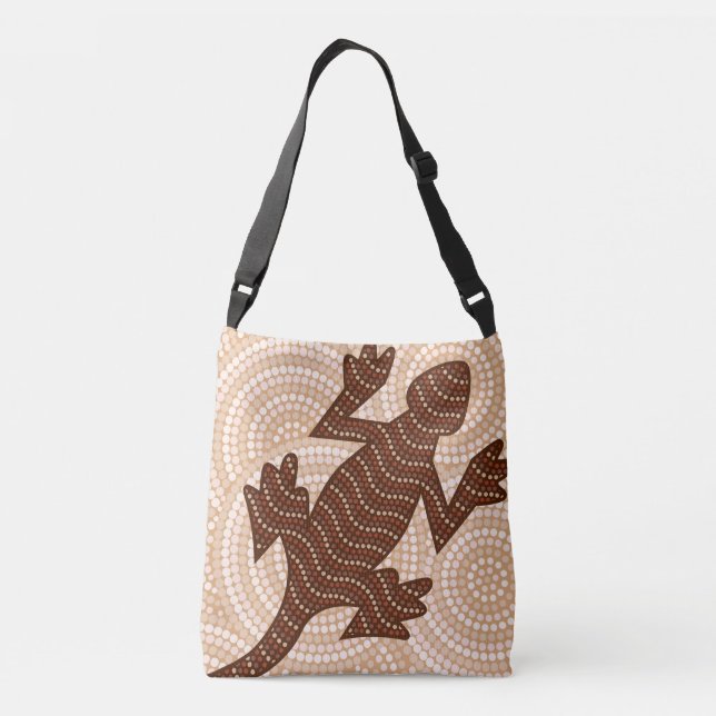 Aboriginal lizard dot painting crossbody bag (Back)