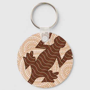 Aboriginal lizard dot painting key ring