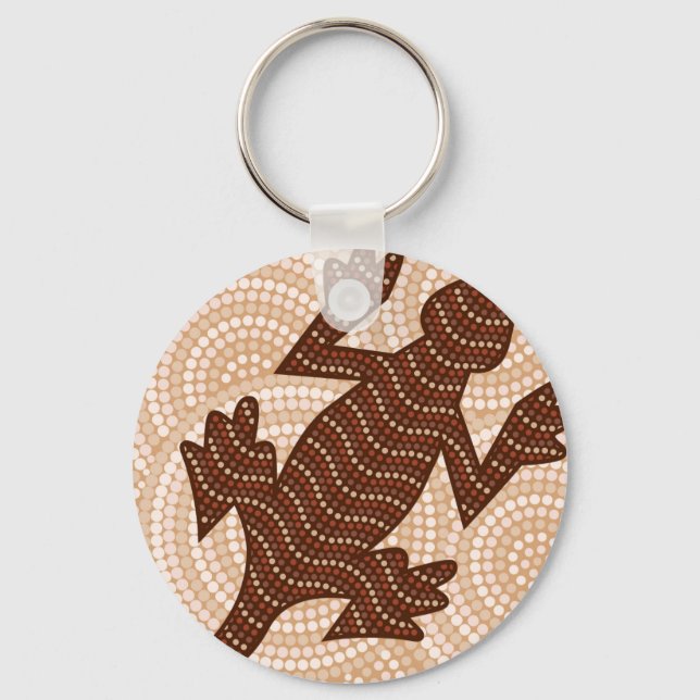 Aboriginal lizard dot painting key ring (Front)