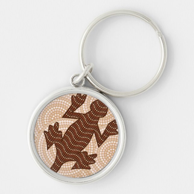 Aboriginal lizard dot painting key ring (Front)