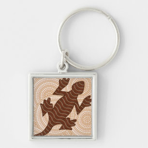 Aboriginal lizard dot painting key ring