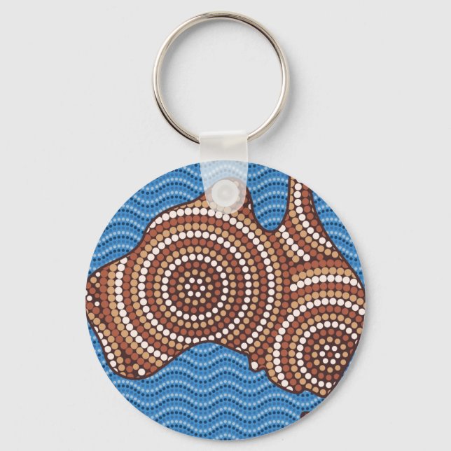 Aboriginal map dot painting key ring (Front)