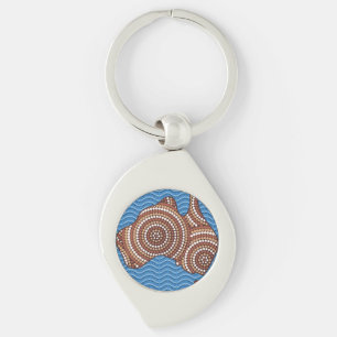 Aboriginal map dot painting key ring