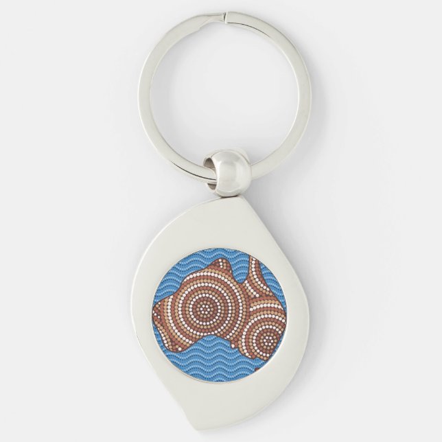 Aboriginal map dot painting key ring (Front)