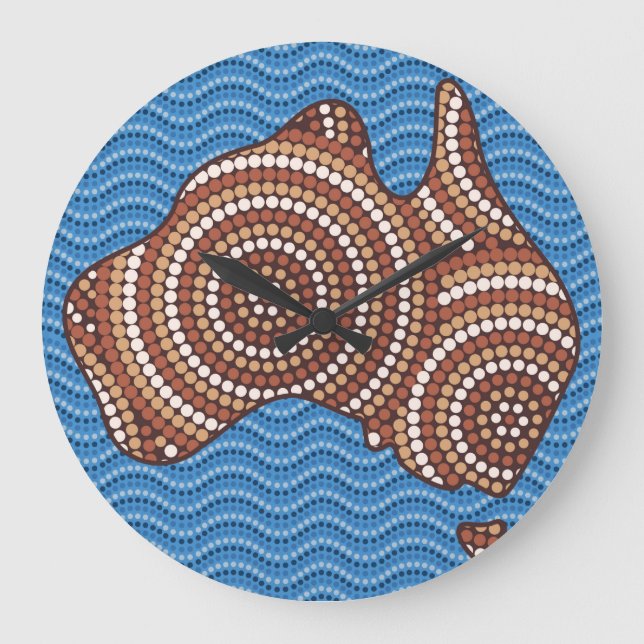 Aboriginal map dot painting large clock (Front)
