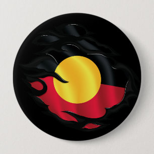 Aboriginal Ripped Flag 10 Cm Round Badge