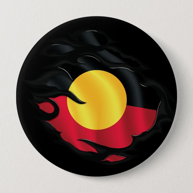 Aboriginal Ripped Flag 10 Cm Round Badge (Front)