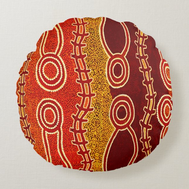Aboriginal Serpents . Round Cushion (Front)