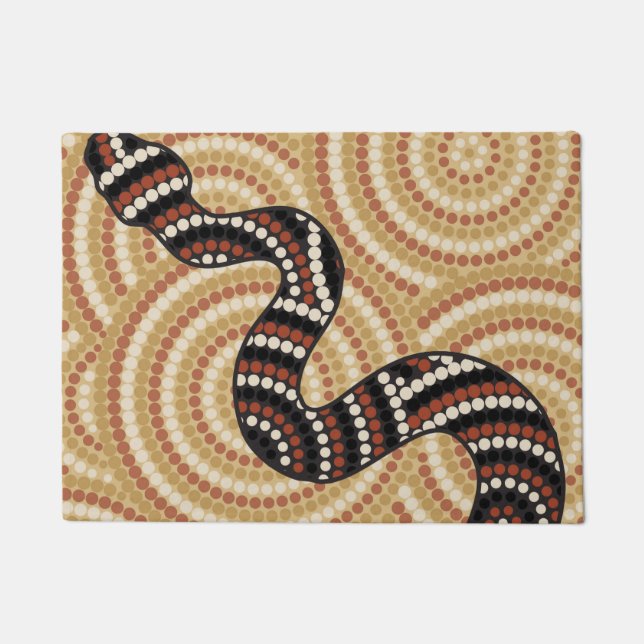 Aboriginal snake dot painting doormat (Front)