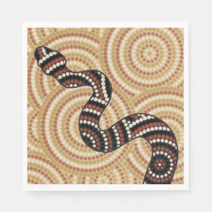 Aboriginal snake dot painting napkin