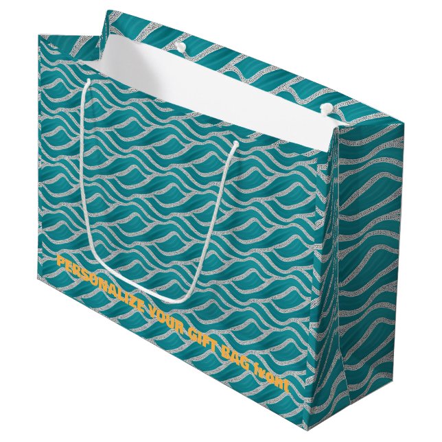 Aboriginal style gift bag blue (Front Angled)