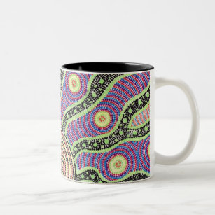 aboriginal sunrise Two-Tone coffee mug