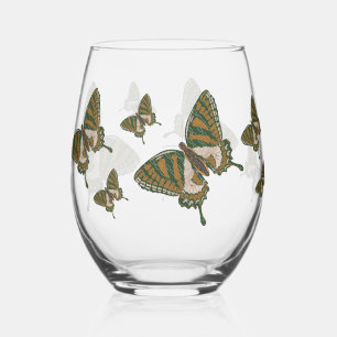 Aboriginal Swallowtail Stemless Wine Glass