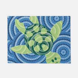 Aboriginal turtle dot painting doormat