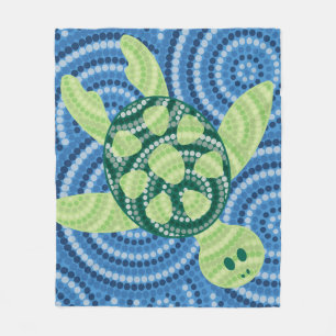 Aboriginal turtle dot painting fleece blanket