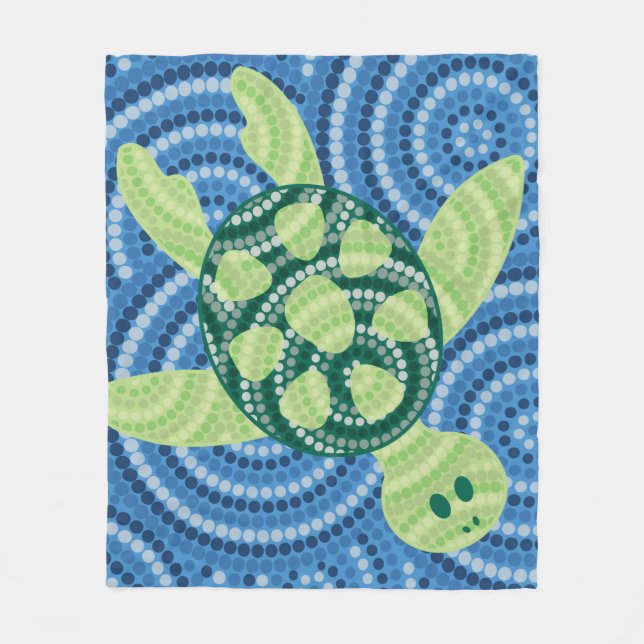 Aboriginal turtle dot painting fleece blanket (Front)