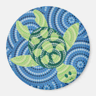 Aboriginal turtle dot painting magnet