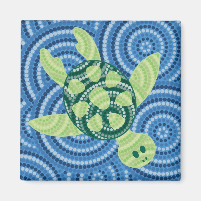 Aboriginal turtle dot painting magnet (Front)