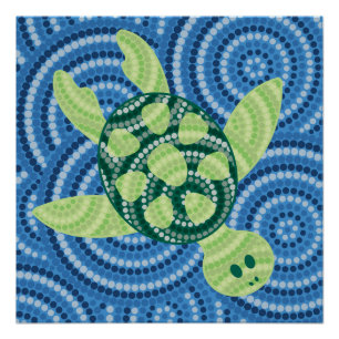 Aboriginal turtle dot painting poster
