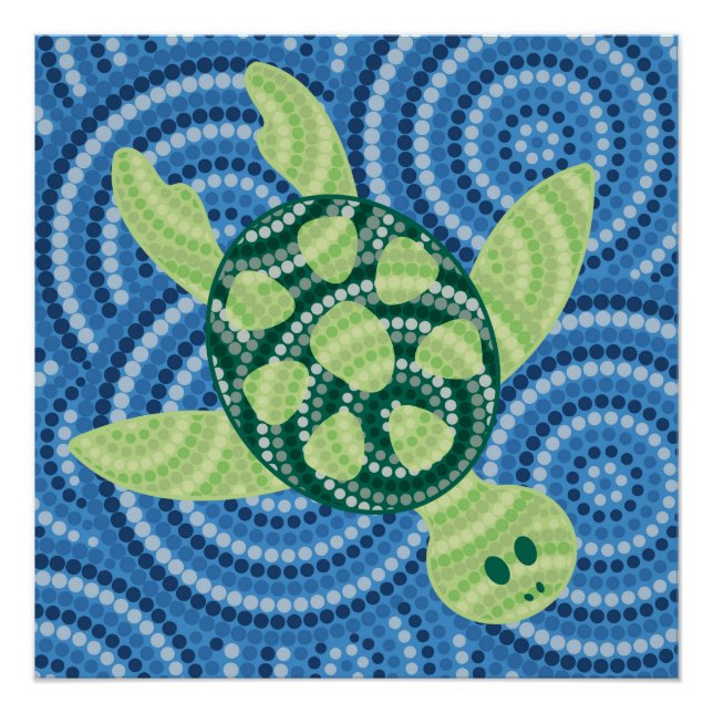 Aboriginal turtle dot painting poster (Front)