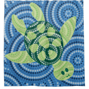 Aboriginal turtle dot painting shower curtain