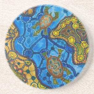 Aboriginal Turtles Painting Coaster