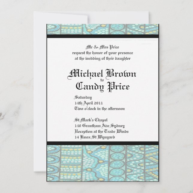 Aboriginal Wedding Invitation The Journey Blue (Front)