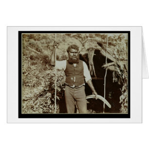 Aborigine with a Boomerang, c.1860s (sepia photo)