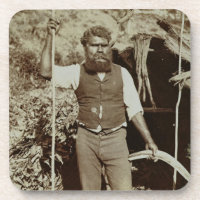 Aborigine with a Boomerang, c.1860s (sepia photo)