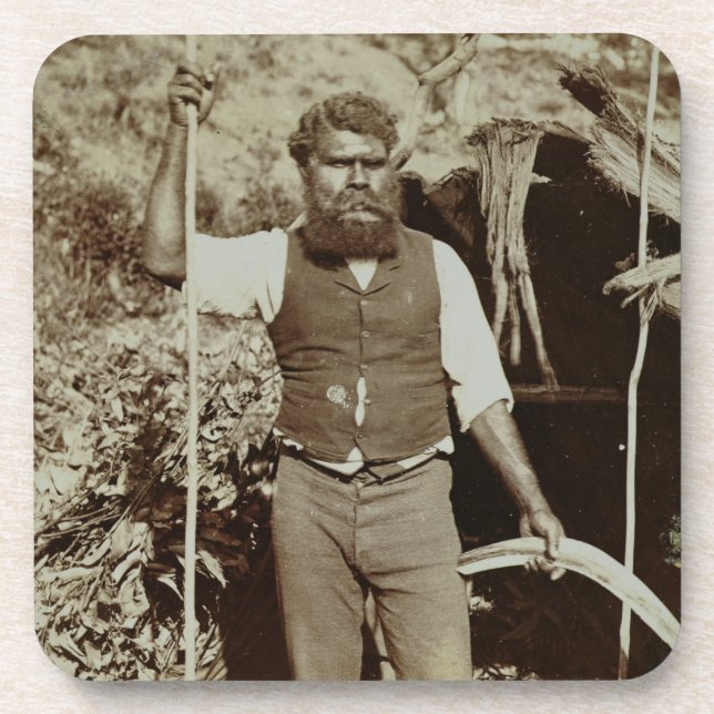 Aborigine with a Boomerang, c.1860s (sepia photo) Coaster (Front)