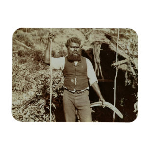 Aborigine with a Boomerang, c.1860s (sepia photo) Magnet