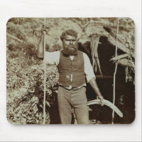 Aborigine with a Boomerang, c.1860s (sepia photo)