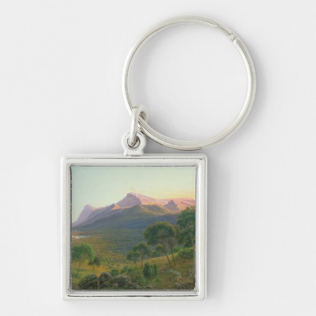 Aborigines by a Fire before Mount William Key Ring (Front)
