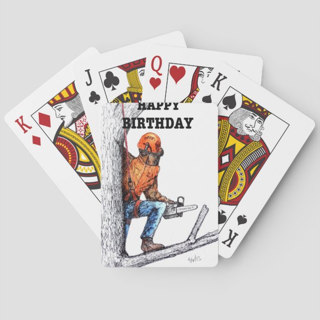 Aborist Tree surgeon Birthday present gift. Playing Cards (Back)